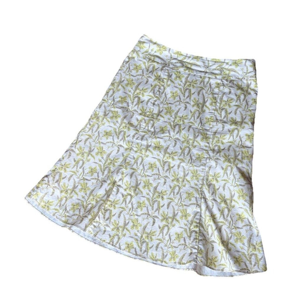Vintage Y2K Gap Stretch Yellow Floral Skirt Women’s Size 6 Cotton Cottagecore